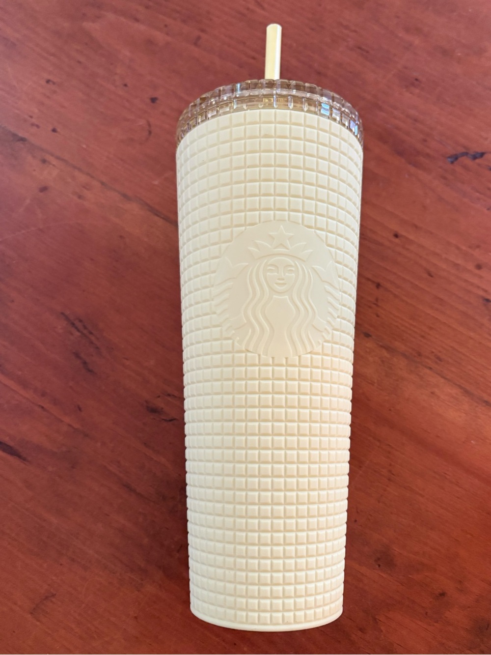 Starbucks Winter 2023 Meadow Yellow Soft Touch Grid Cup Tumbler (Cold Cup) 24oz